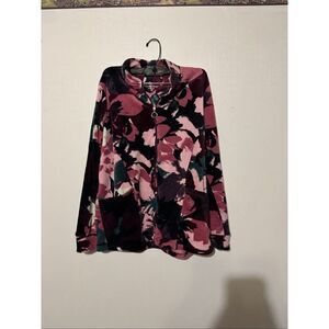 Cuddlduds Women's Size Small Pink Multi Floral Fleece Teddy Plush Jacket Coat